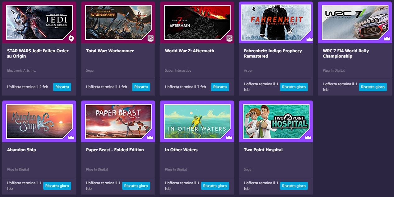 9 giochi gratuiti con Prime Gaming trai cui World War Z e Star Wars Jedi: Fallen Order