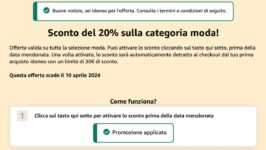 Amazon: sconto del 20% sulla categoria moda